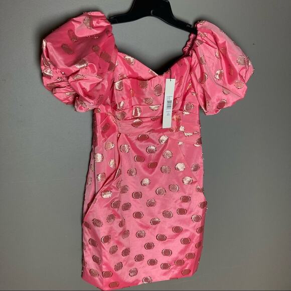 Monique Lhuillier Dress Cocktail off the shoulder mini pink size 4 - Picture 1 of 8